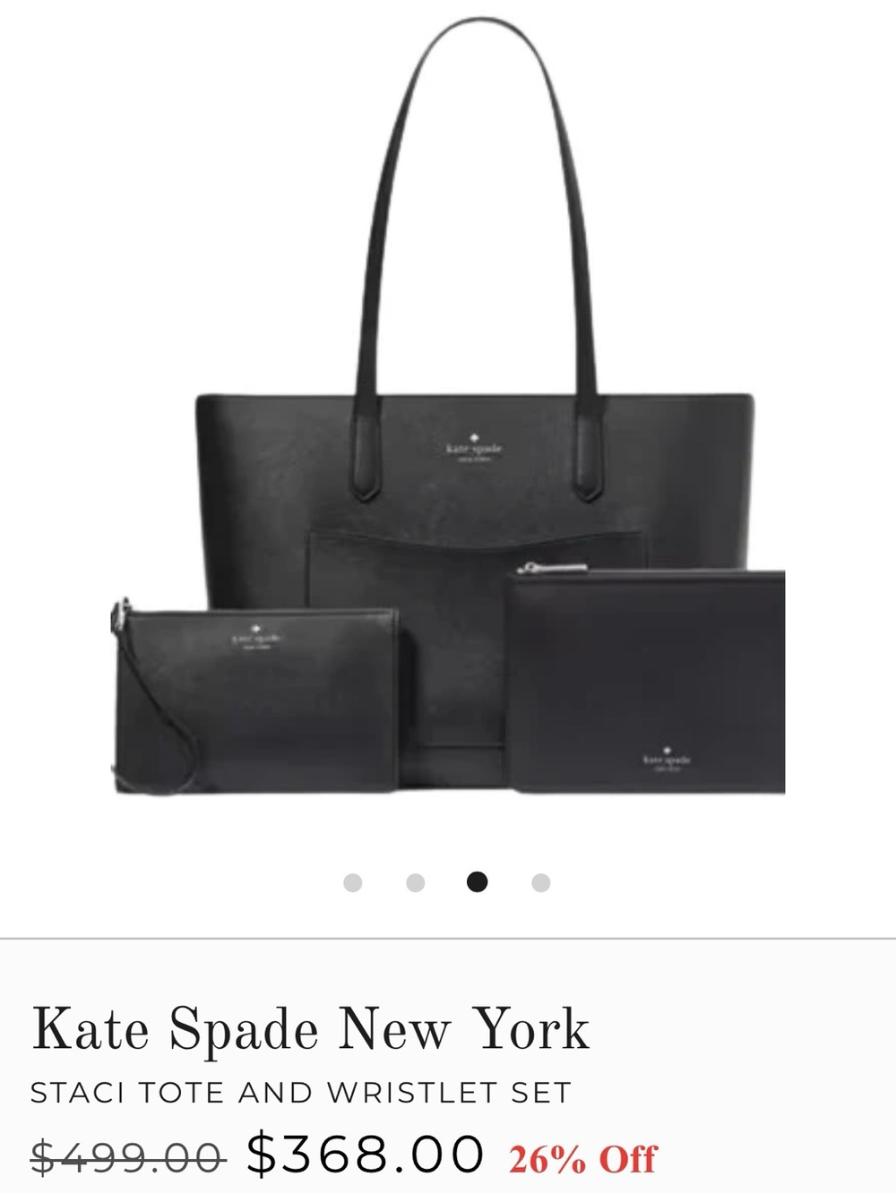 kate spade Black Staci Tote with Wristlet and Pouch Set